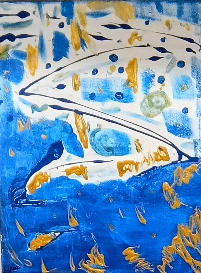 Serenity Blue & Gold – Original Canvas (11x14)